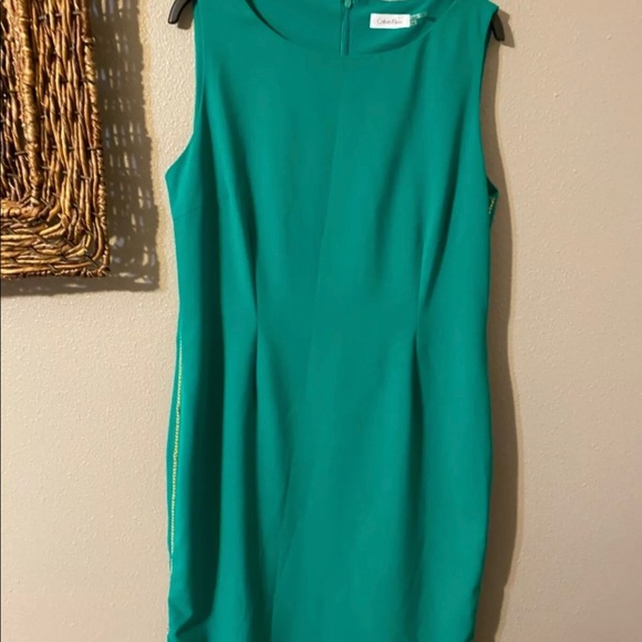 Calvin Klein Kelly Gold Chain Sides Sheath Dress - Picture 4 of 7